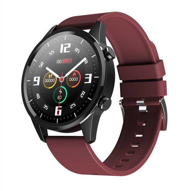 F35 -inch bluetooth smartwatch met 1.28- inch hartslagmeter, bloeddrukmeter, volledig aanraakscherm, slimme fitnesshorloge voor mannen en vrouwen: Rood
