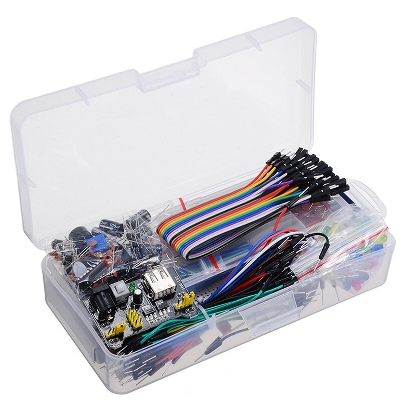 Assortment Electronics Component Basic Starter Kit With LED Potentiometer 830 Tie-points Breadboard Resistor Capacitor