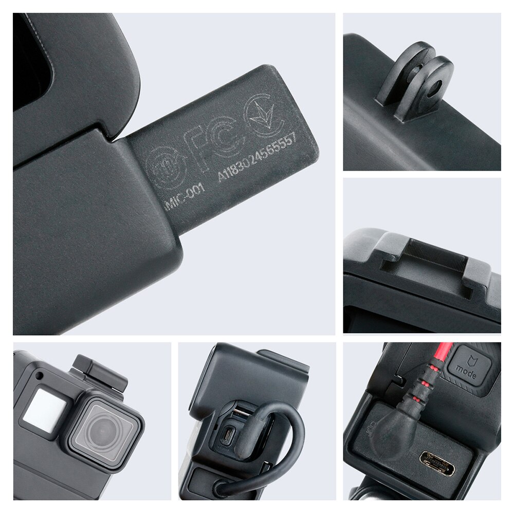 V2 carcasă pentru camera de acțiune vlog pentru gopro hero 7 6 5 neagră cu suport de pantof rece pentru microfon extern + adaptor pentru microfon pro 3.5mm