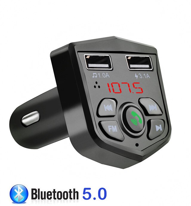 Lecteur Mp3 Bluetooth 5.0 mains libres, Kit de voiture, transmetteur FM carte TF U disk AUX 3.1A chargeur rapide double USB LCD voltmètre numérique