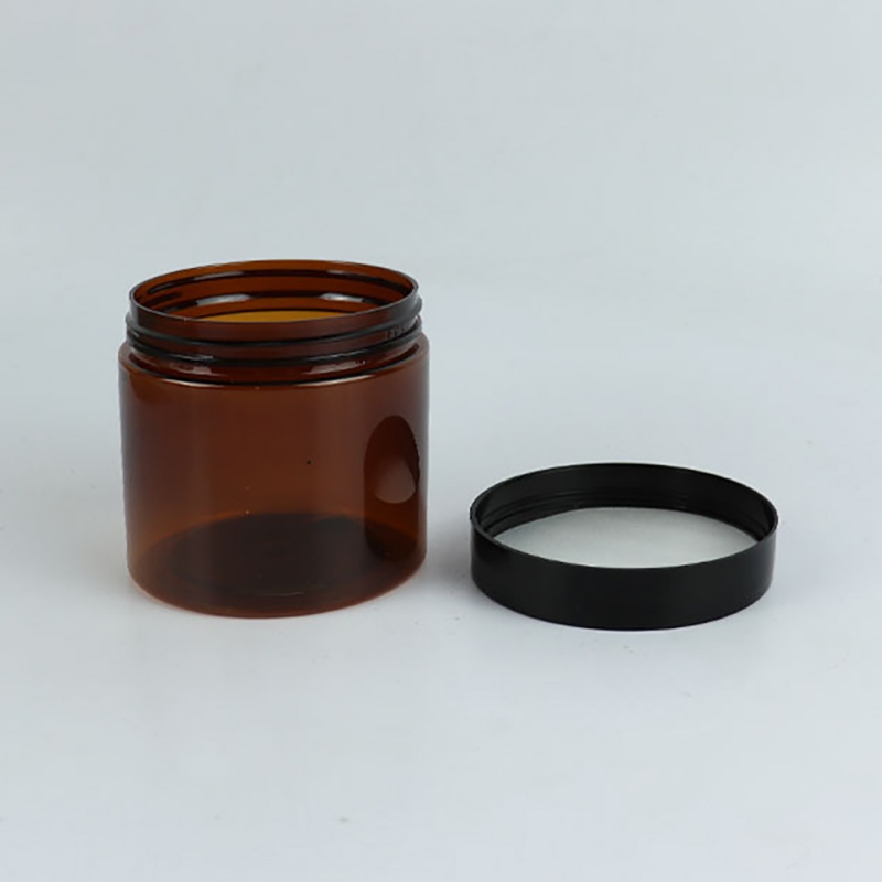 Bouteille marron à large goulot de 200ml avec couvercle noir (sans liquide)