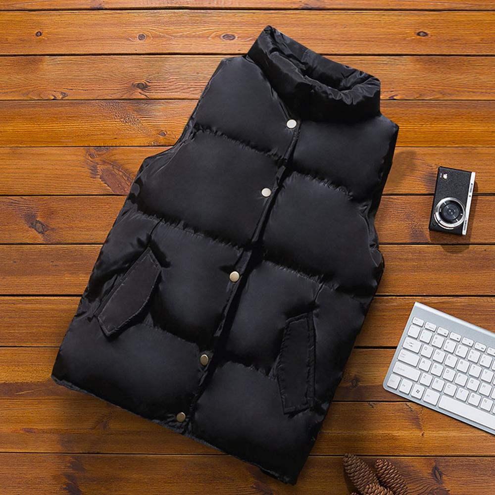 Männer Unten Westen Weiß Winter Jacken Weste Männer Ärmel Solide Zipper Mantel Mantel Warme Westen Plus Größe M-3XL 4 #