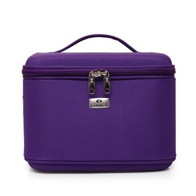 Make Up Bag Women Shoulder Cosmetic Case Female Beauty Brush Waterproof Makeup Box Toiletry Suitcases: M purple