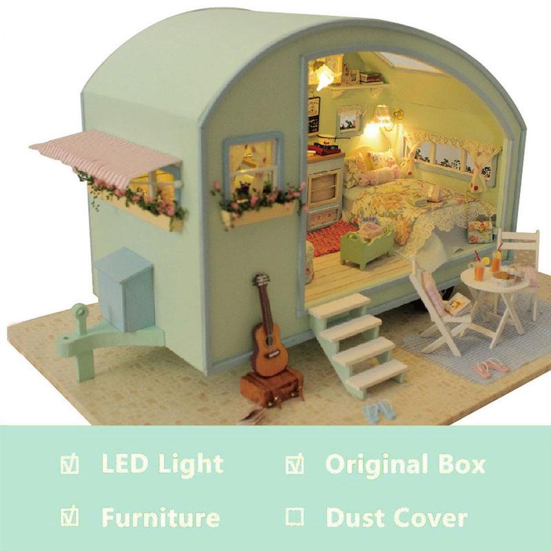 Diy Poppenhuis Handwerk Miniatuur Met Licht Meubels Project Kids Kit B2M4