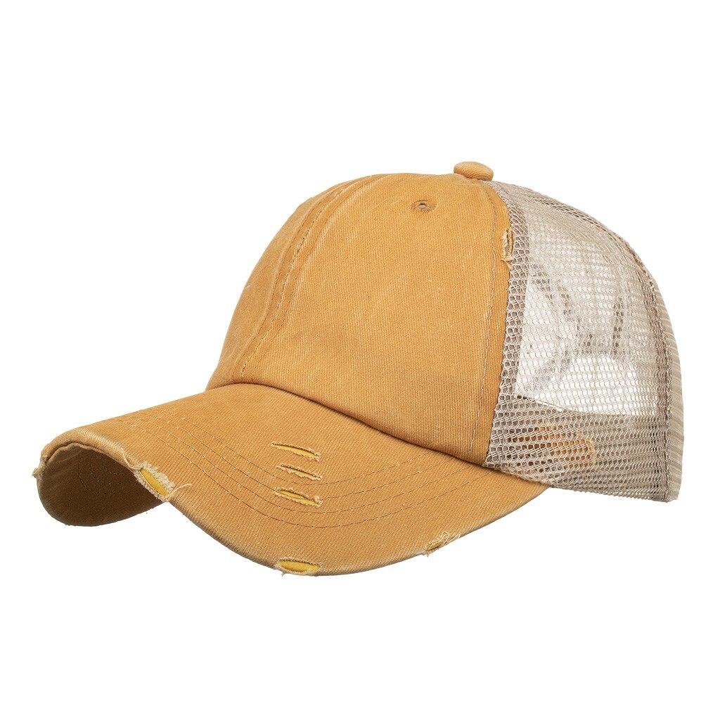 SAGACE Unisex w stylu Retro Demin regulowana czapka z daszkiem dorywczo sportowa czapka przeciwsłoneczna kobiety mężczyźni Outddor jednokolorowa czapka hip-hopowa: YELLOW