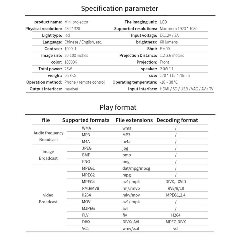 Hd Led Portable Mini Projector Video For Home Theater Game Movie Cinema Projector 1080P Projector 802 AU EU US UK Plug