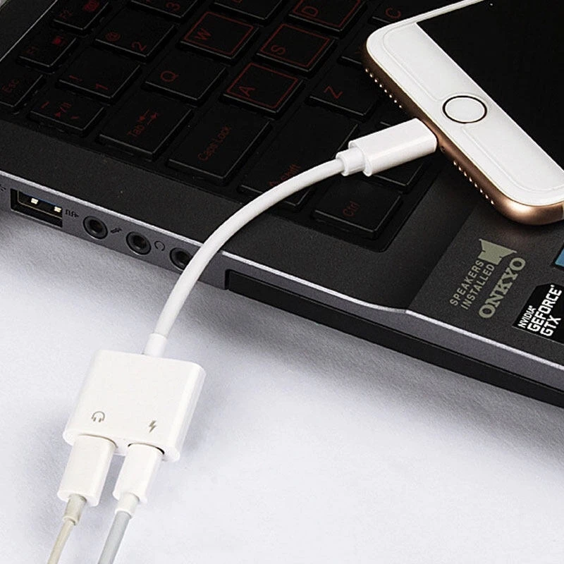Convertitore splitter per caricabatterie jack per cuffie da Lightning a 3,5 mm Adattatore audio OTG Jack Aux per cuffie