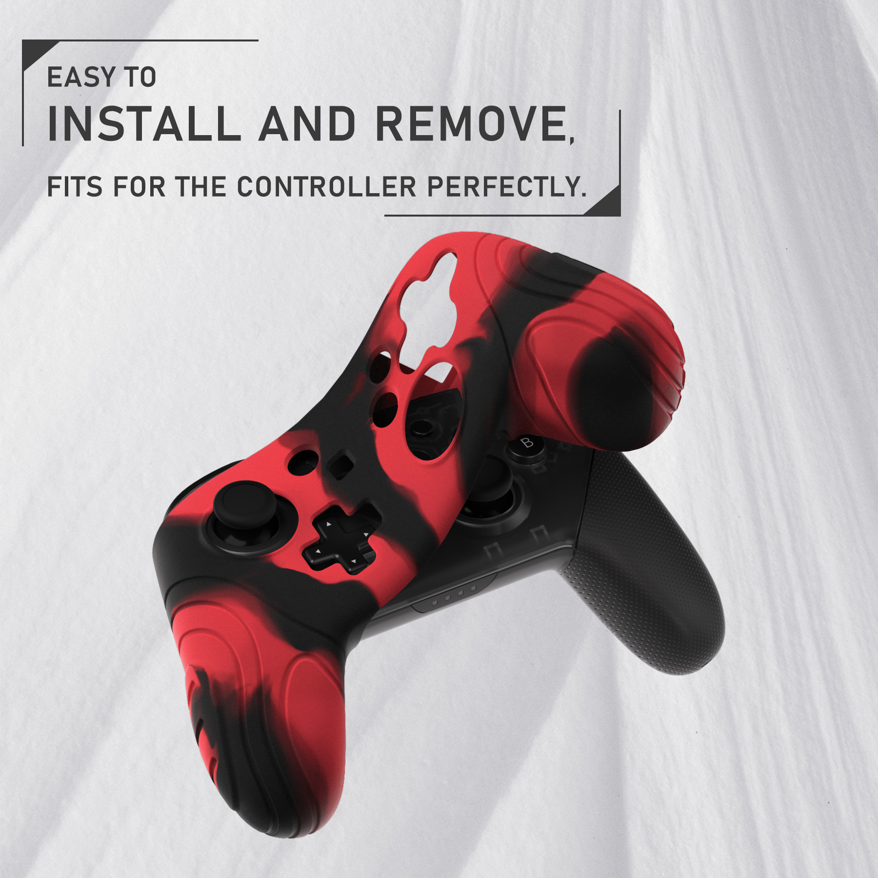 Playvital samurai edition ergonomische silikon hauts chutz hülle mit daumen griffen für nintendo switch pro-rot schwarz