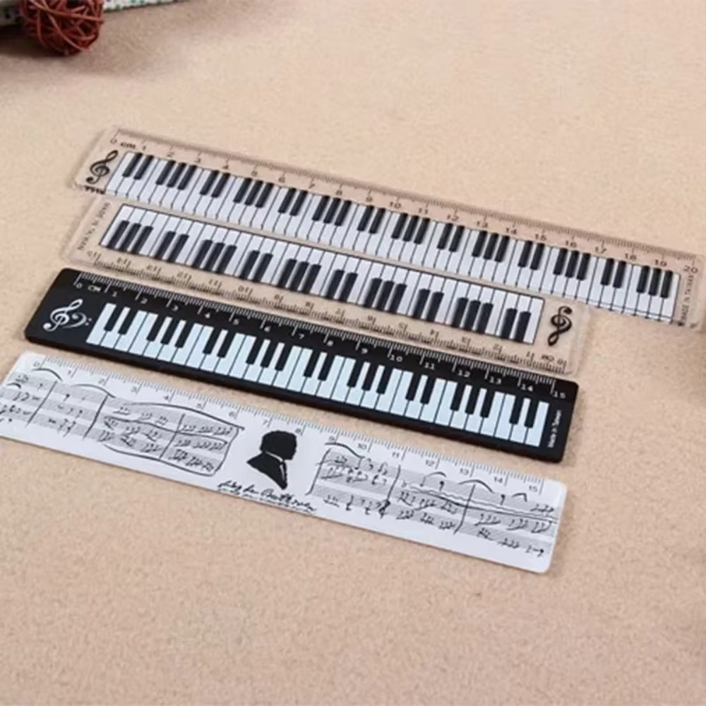 Office Stationery Music Straight Rulers Cat Musical Note Piano Transparent Ruler Bookmarks Measuring Scale Supply