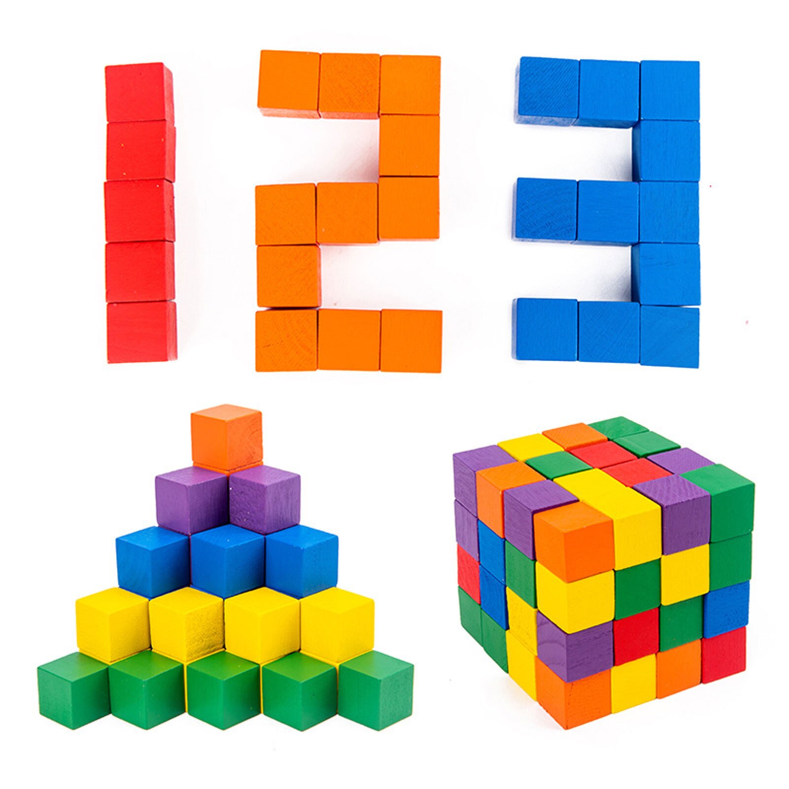 78 Pcs Colorful Wooden Cubes Dice Blocks Kids Math Learning Fun Early Educational Toys For Children: Default Title