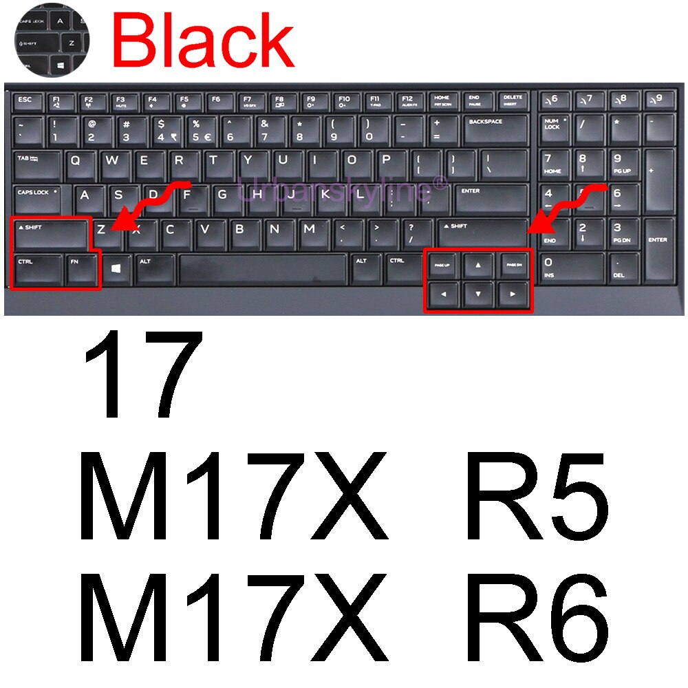 Keyboard Cover for Alienware M15 R7 M17 R5 R6 X14 X15 R1 X17 R2 Area-51m R3 R4 13 14 15 17 18 Protector Skin Case Silicone ALW: Black 17 M17X R5 R6