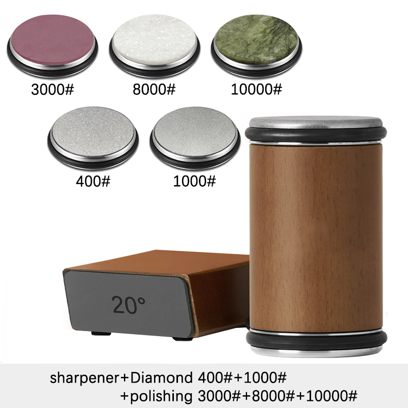 Rollender Messerschärfer, doppelseitiger Diamant-Schleifstein, 15/20 ° Grad magnetischer Winkelrollen zum Schärfen von Küchenmessern: TRANSPARENT