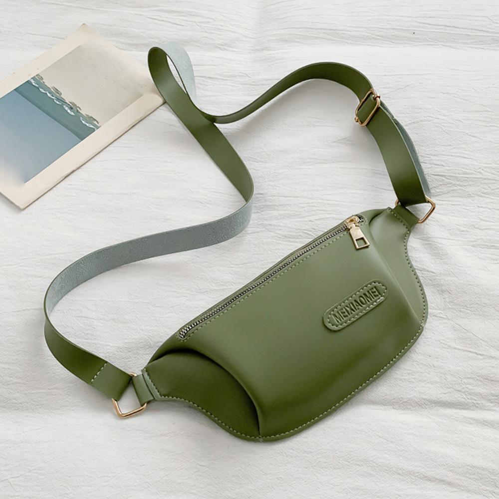 Couleur unie Fanny poitrine Pack réglable large sangle en cuir PU taille Pack pochette rétro femmes épaule sac à bandoulière taille sac