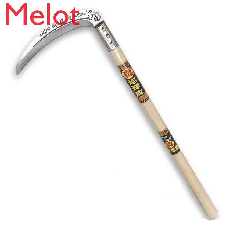 Hoz de acero al manganeso para cultivo agrícola, herramienta de remolque de mango corto y exterior de larga distancia, para trigo, arroz vegetales y agua seca