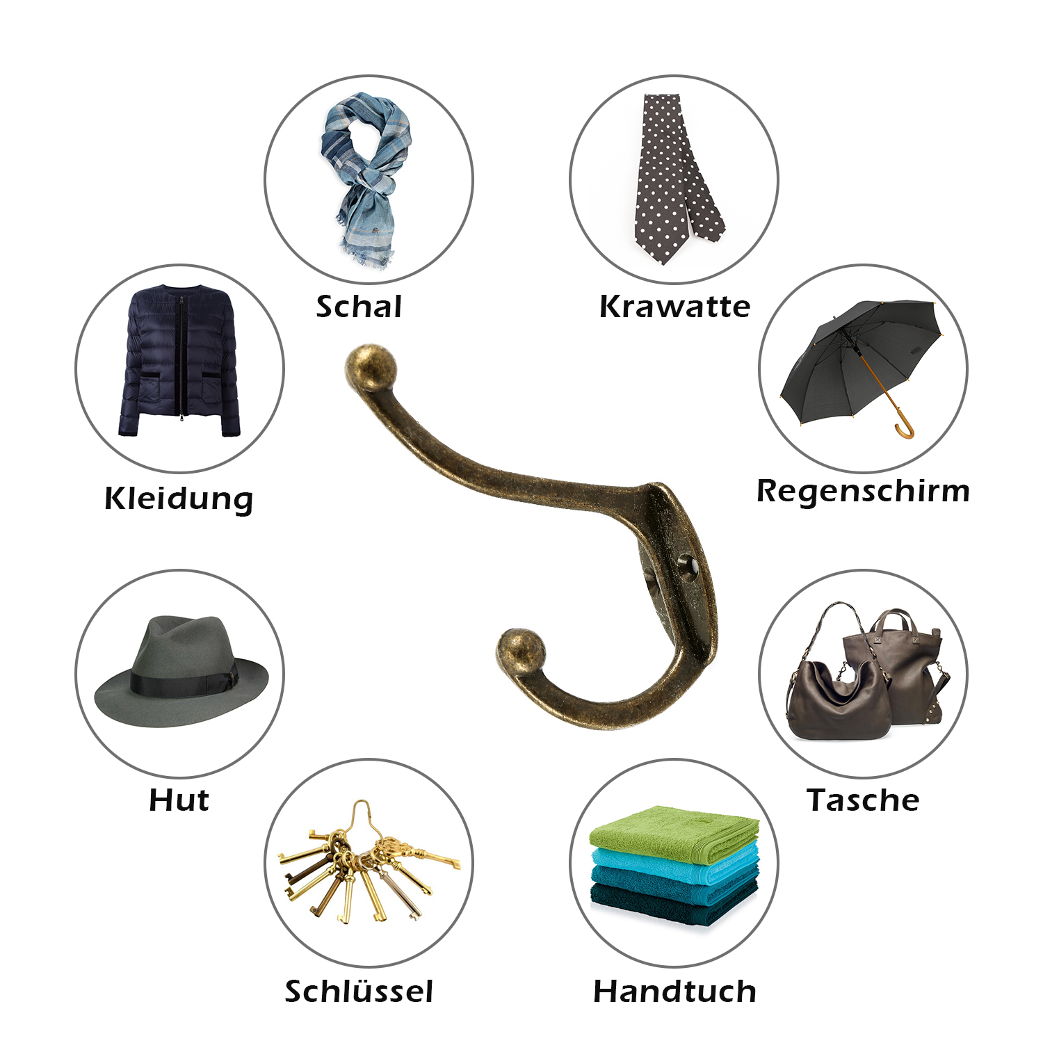 Gancho para colgar ropa de 5 a 30 Uds., perchero Retro de pared, colgador de almacenamiento para el hogar de doble cabeza, llavero, bolsa, gancho para toalla para cocina y dormitorio