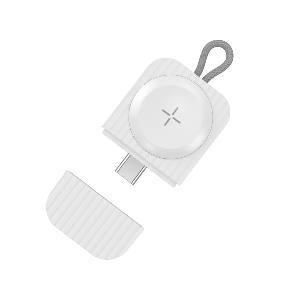 ROCK Wireless Charger for Apple Watch Series 7 6 5 4 3 Portable Magnetic Qi Wireless USB Fast Charging Dock for iWatch SE 2 1: Type-C White