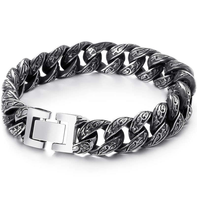 Massive Heavy Stainless Steel Bracelet Male Mens Chain Bracelets Metal Bangles For Men Armband Hand Jewelry For Boyfriend: Style 3 13MM Wide / 22cm