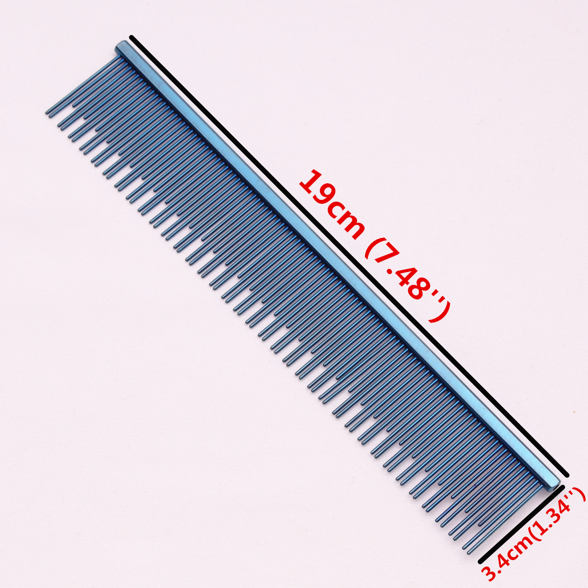Copper Dog Grooming Combs Pet Boundary Knot Massage Tools Salon Cat Hair Cleaning Crescent High Low Teeth 7817#: Blue