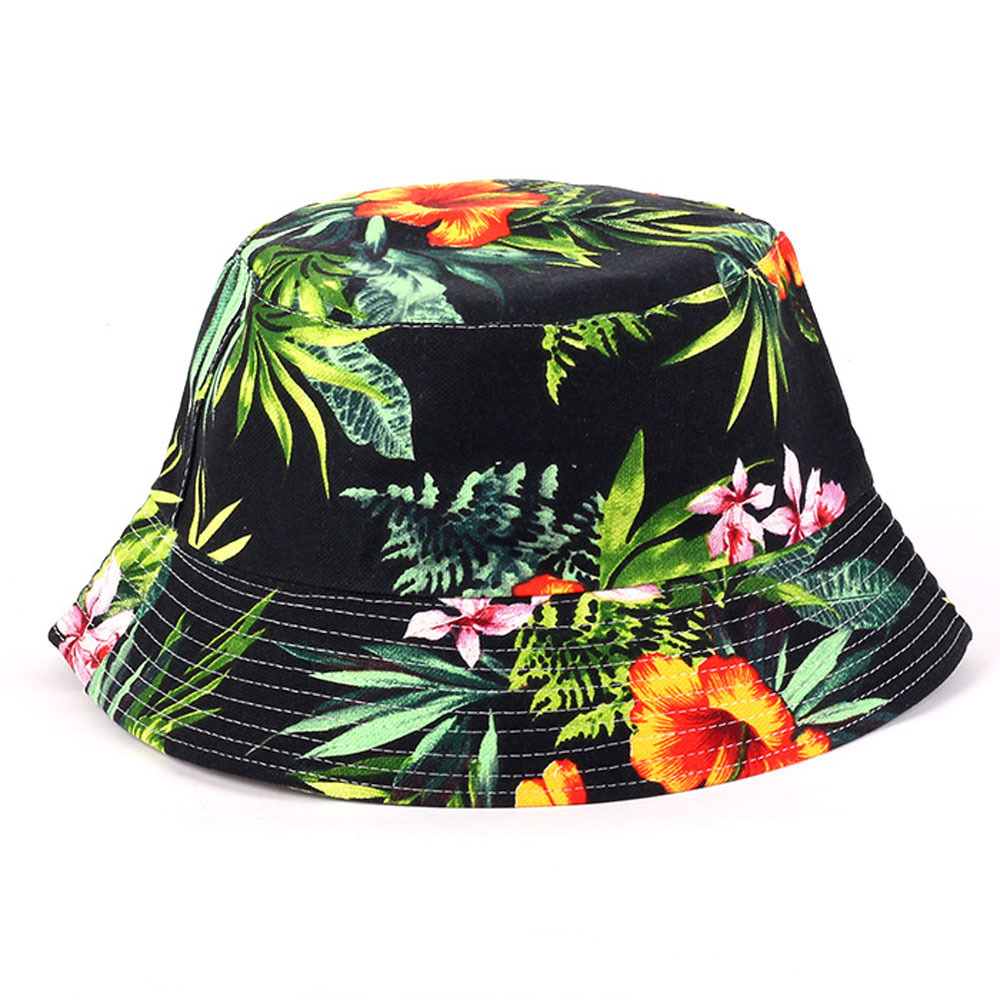 Bøttekatte mænd kvinder unisex blomsterprint bananhat bob caps hip hop cool udendørs sport sommer strand sol fiskeri: 4
