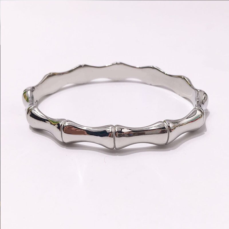 Luxury Jewelry Man Woman Cuff Bracelet Stainless Steel Bamboo Bone Korea: silver