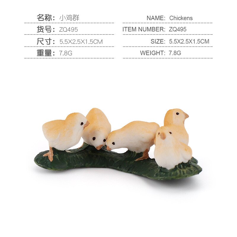 Mini Simulation Poultry Animal Model Swan Rooster Hen Farm Poultry Animal Model Plastic Figurines Farm Series Kids Toys: ZQ495