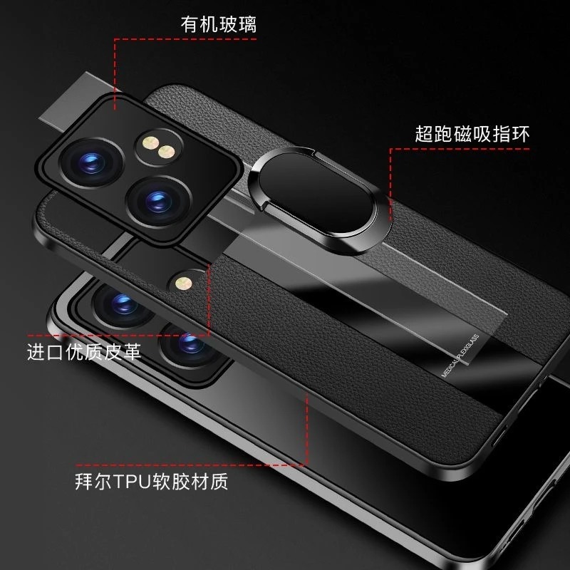 Voor Realme GT Neo 6 Case Magnetische Ring Back Cover Voor Realme GT Neo6 6 SE GT6 6T Luxe lederen Capa Siliconen Schokbestendige Bumper