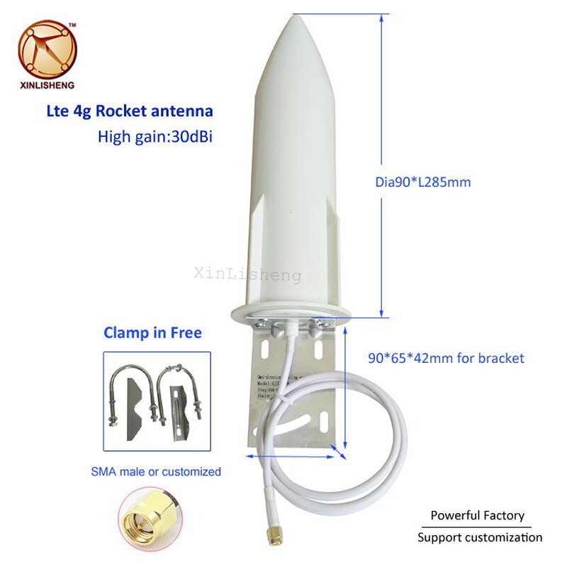 Novo exterior gsm 3g omni 30dbi wifi celling antena lte 4g foguete