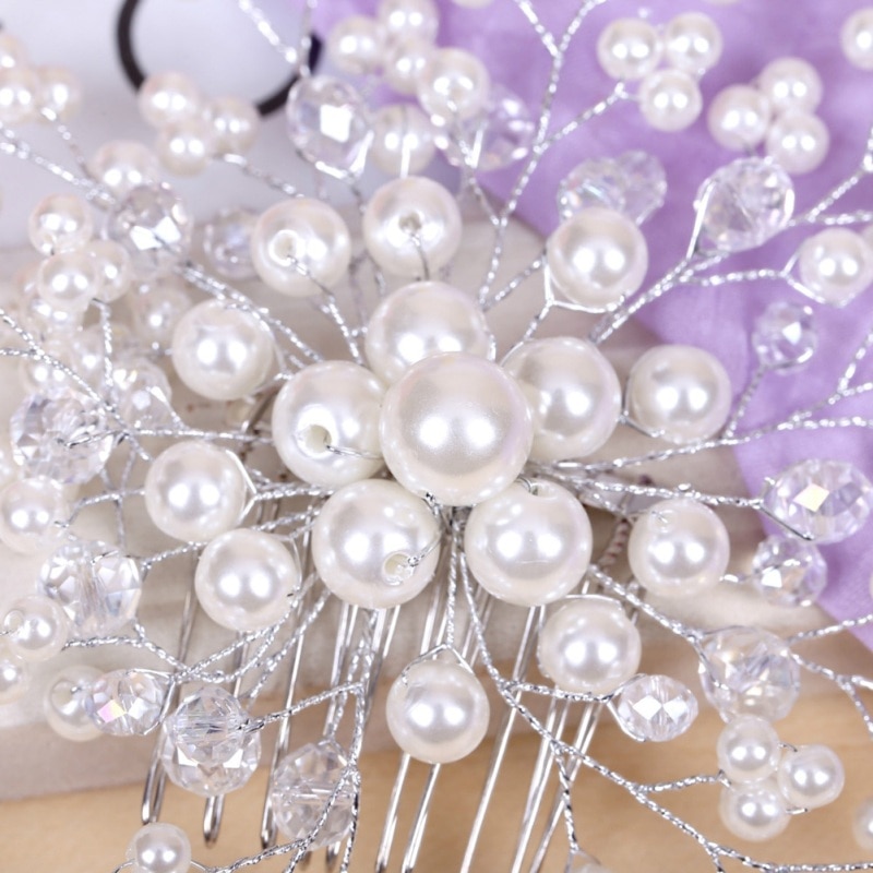 Wedding Hair Accessories Bridesmaid Bridal Hair Accessories Pearl Crystal Tiara Wedding Decoration hair jewelry Hairpins