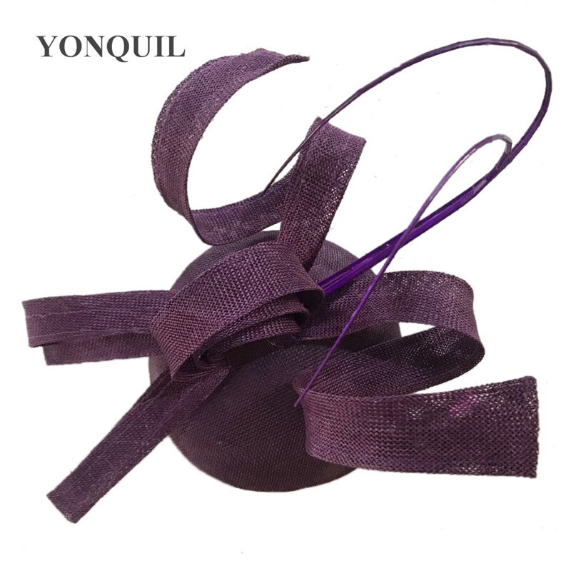 Geel Sinamay Partij Bruid Hoed Bruiloft Vrouwen Tovenaar Hoops Accessoires Mode Dames Gelegenheid Chapeau Cap Bridal Hoeden: Blauw