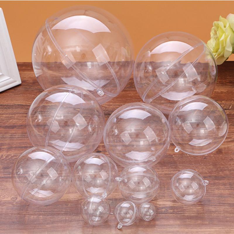 5 pièces en plastique Transparent boules de noël remplissable arbre de noël ornements Transparent boules rondes ornements pour arbre de noël décor à la maison: 5cm