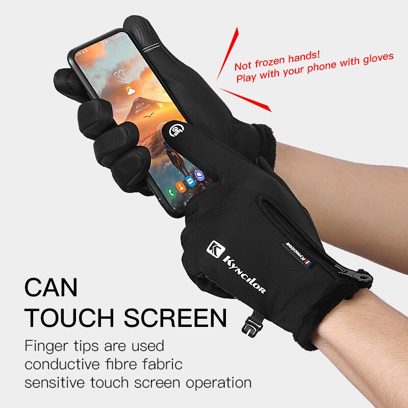 Heren winterhandschoenen herfst winter warm touchscreen winddicht volledige vinger fiets handschoen ski handschoenen