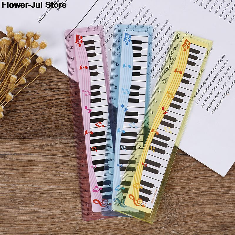 1pc Ruler 15cm Cute Cartoon Piano Musical Note Ruler bookmarks School Student Ruler ruler color random