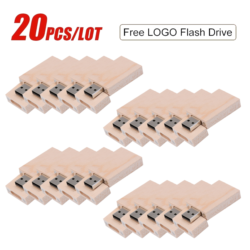 20 unids/lote, , unidad Flash USB 2,0 de madera, 128GB, 64GB, 32GB, 16GB, 8GB, memoria Stick, fotografía, de boda, logotipo personalizado gratis: Negro / 16 GB