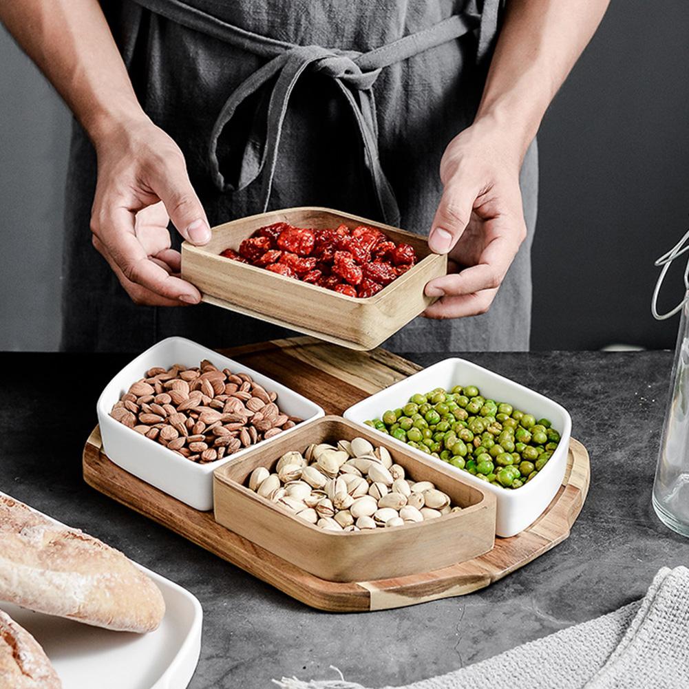 Japanese Ceramic/wood Storage Tray Snacks Candy Year Nut Living Room Storage Box Dried Snack Dessert Tray