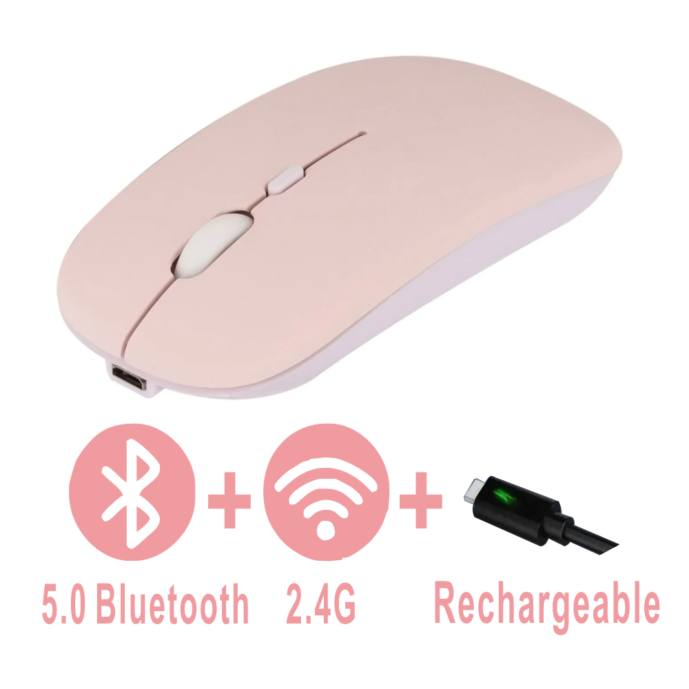 Bezprzewodowa mysz Bluetooth z akumulatorem i podwójnym trybem 5.2, cicha, ergonomiczna mysz do gier komputerowych 2,4 USB do laptopów PC