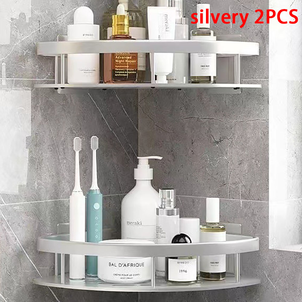 1pc badeværelseshylder makeupopbevaringsorganisator aluminiumslegering shampoohylde bruserhylde badeværelsestilbehør væghylde uden boremaskine: Burgunder