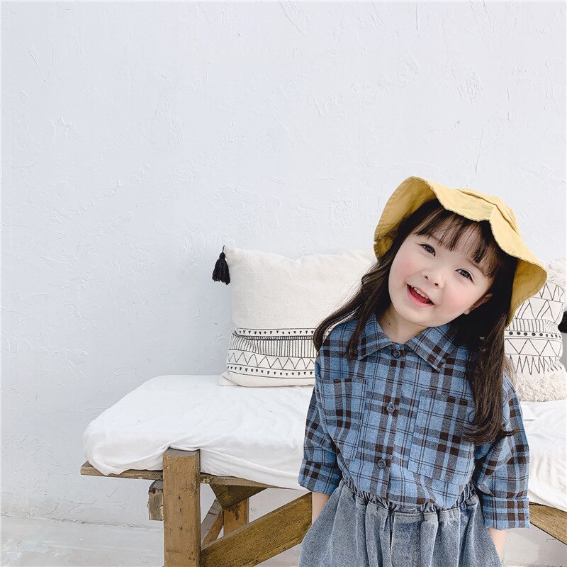 Lente Baby Meisjes Mode Plaid Lange Mouwen Shirts Kinderen Katoenen Casual Kleding Kids Tops