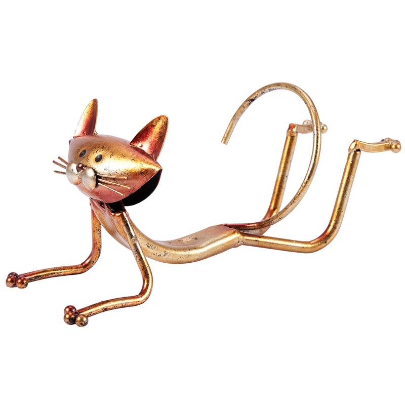Yoga gato vinho rack de metal vinho titular prateleira escultura prática escultura decoração para casa interior vinho suporte artesanato: Default Title