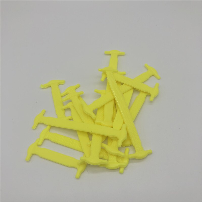 Cordones elásticos de silicona para zapatos, accesorios creativos para perezosos, de goma, 16 unids/lote: YELLOW