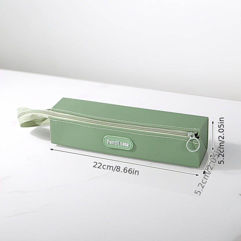 Estuche de lápices de silicona, organizador duradero y portátil para útiles escolares, elementos esenciales de oficina y accesorios de viaje, 1 ud.: green