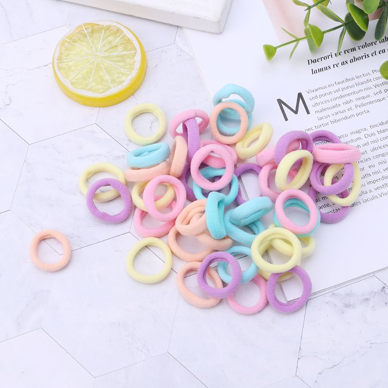100 100 Pcs/Set Hair Band Girls Ponytail Elastic Soft Nylon Headband Headwear Candy Color Cute Accessories Kids Children