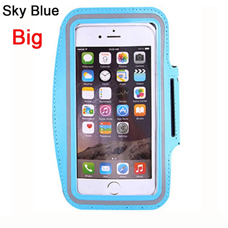 Waterproof 5.5" Gym Running Phone Bag Arm Band Case for iPhone 7 Outdoor Sports Phone Holder Armband Case for J4 J6: Big Sky Blue