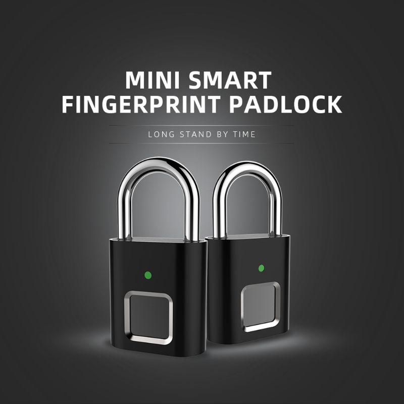 Mini Smart Biometric Thumbprint Door Padlocks Rechargeable Door Lock Fingerprint Smart Padlock USB Keyless Quick Unlock