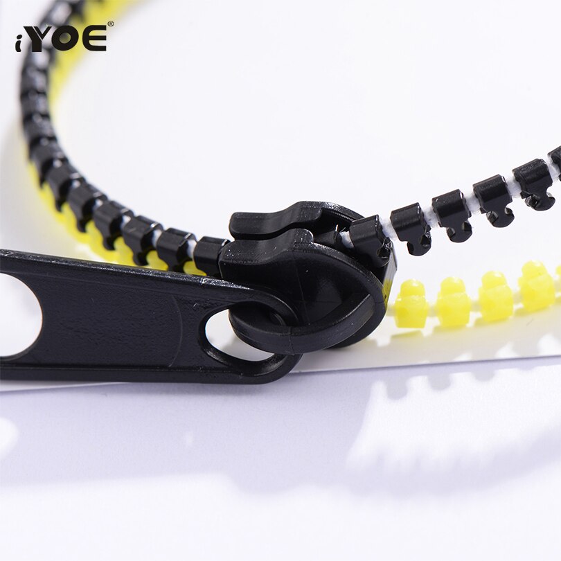 IYOE-pulsera con abalorio en forma de cremallera para hombre y mujer, brazalete Simple con cremallera, doble brazalete verde y negro, joyería de silicona