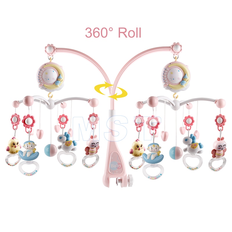 Baby Rammelaars Wieg Mobiles Baby Speelgoed Houder Roterende Wieg Bed Bel Met Muziek Box Projectie Voor 0-12 Maanden pasgeboren Baby