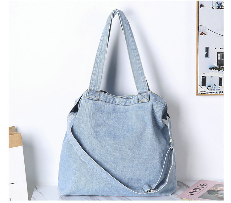 Denim crossbody väskor för kvinnor canvas jeans blå axelväska topphandtag tote handväskor stora messenger resor bolsas mujer  b812