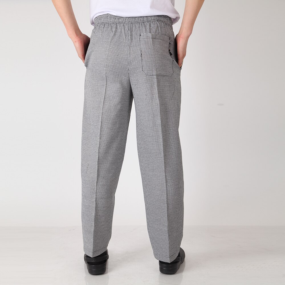 Men Stripe Chef Restaurant Kitchen Work Elastic Waistband Cozinha Hotel Food Service Working Pants Long Trousers with Pockets