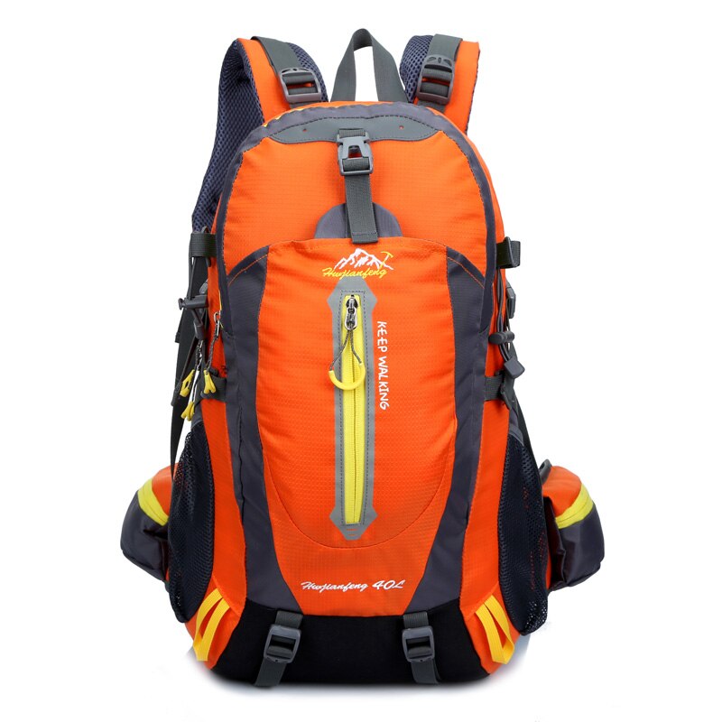 Udendørs rygsæk 40l rejser klatring rygsække vandtæt rygsæk bjergbestigning taske nylon camping vandrerygsæk: Orange
