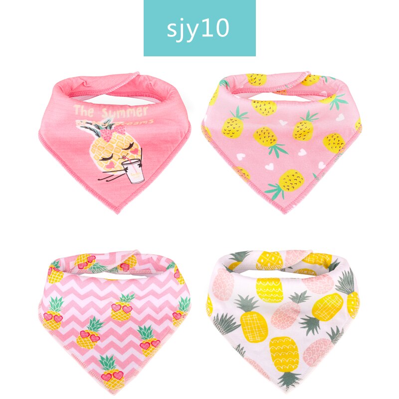 Gelukkig Fluit 4 Pcs Slabbers Dubbele Lagen Katoenen Baby Peuter Voeden Bandana Slabbetjes Speeksel Handdoek Driehoek Hoofd sjaal: sjy10