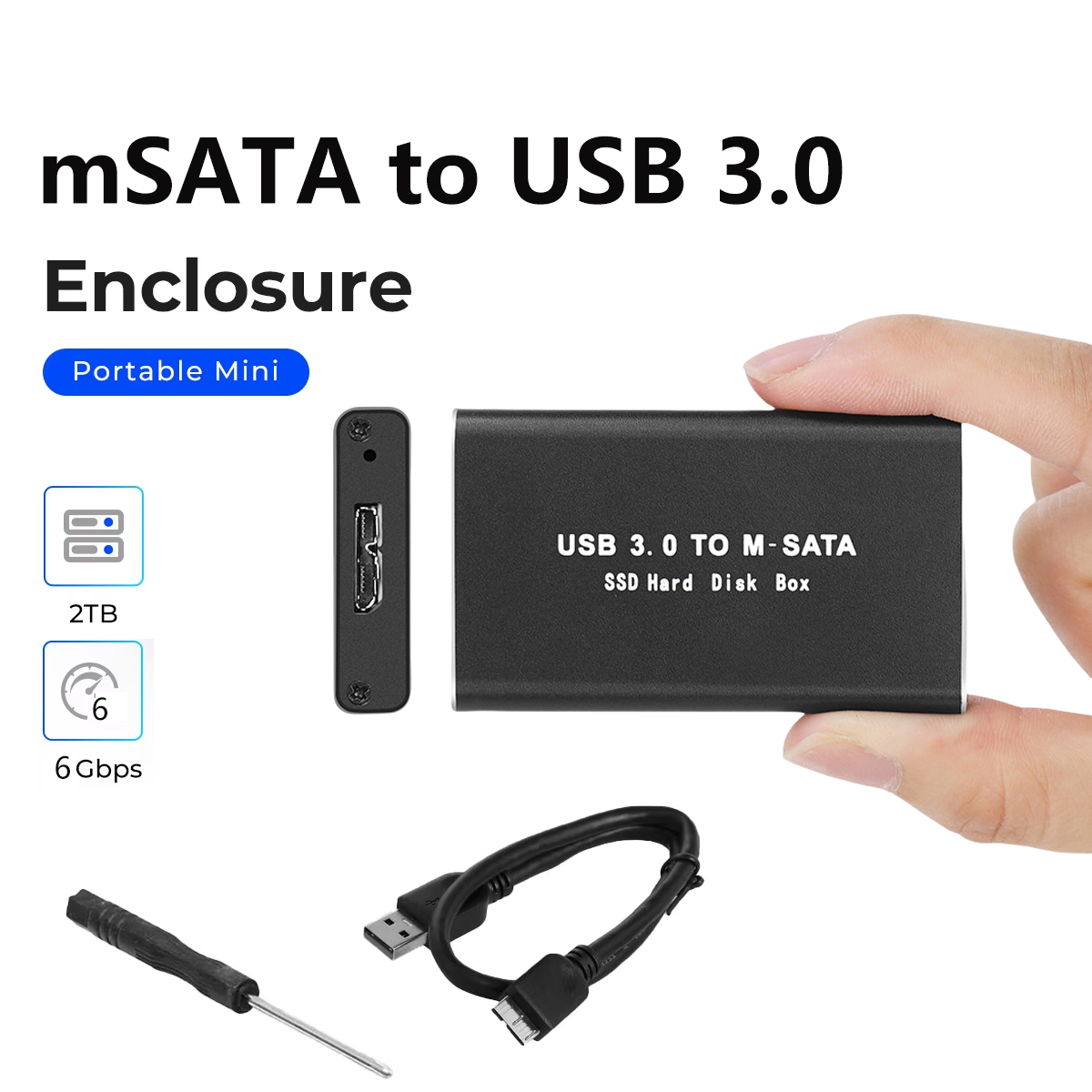 mSATA to USB 3.0 SSD Case Enclosure Mini SATA USB Adapter External Solid State Disk Box for PC Laptop 30x50 mSATA HD Hard Disk